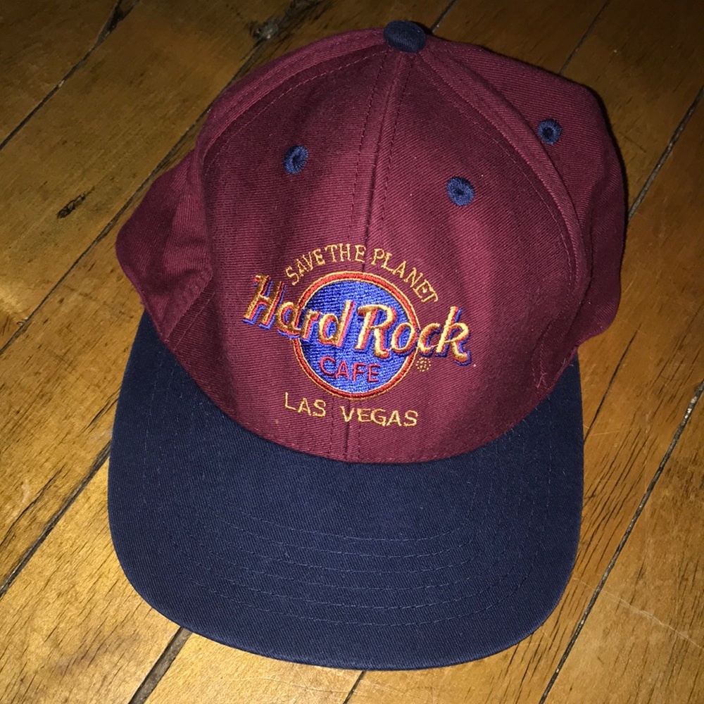 Hard Rock Cafe Las Vegas Hat Burgundy Navy Blue Snapback‎ Embroidered Logo Cap